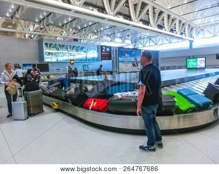 Miami, Usa - April 28, 2018: Travelers Inside Miami International Airport At Miami, Usa On April 28,