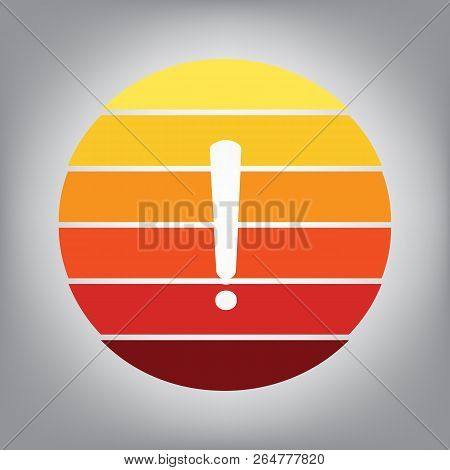 Exclamation Mark Sign. Vector. Horizontally Sliced Icon With Col