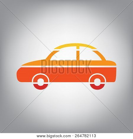 Car Sign Illustration. Vector. Horizontally Sliced Icon With Col