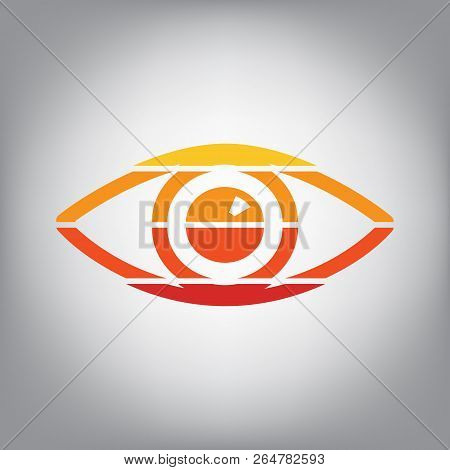 Eye Sign Illustration. Vector. Horizontally Sliced Icon With Col