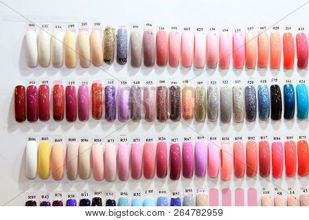 Nail Colors. Cosmetic Products. Various Colors Of Cosmetics. Nail Colors In Variations.