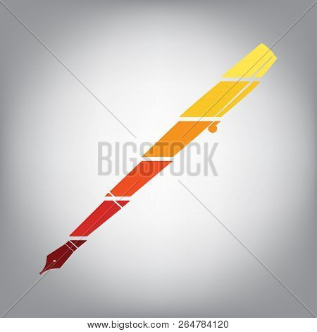 Pen Sign Illustration. Vector. Horizontally Sliced Icon With Col
