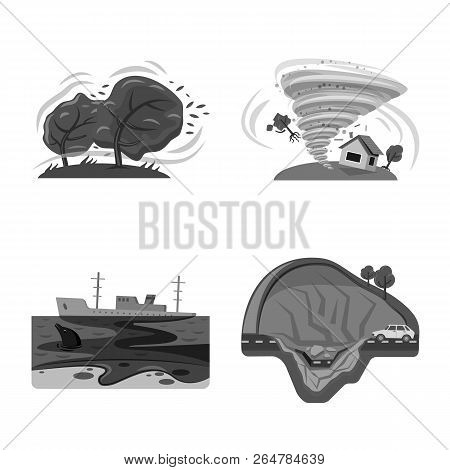 Vector Design Of Natural And Disaster Symbol. Set Of Natural And Risk Stock Vector Illustration.