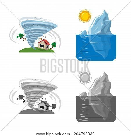 Vector Design Of Natural And Disaster Logo. Collection Of Natural And Risk Vector Icon For Stock.