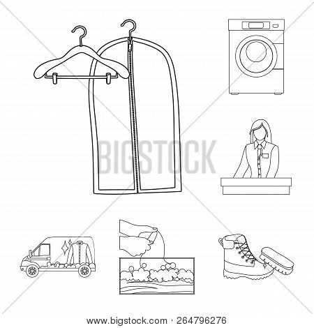 Vector Design Of Laundry And Clean Logo. Set Of Laundry And Clothes Vector Icon For Stock.