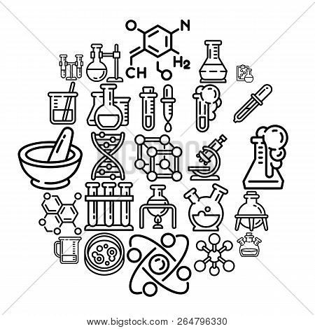Chemistry Icon Set. Outline Set Of Chemistry Vector Icons For Web Design Isolated On White Backgroun