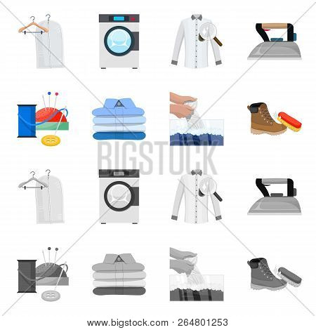 Vector Illustration Of Laundry And Clean Icon. Collection Of Laundry And Clothes Stock Vector Illust