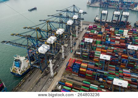 Kwai Tsing, Hong Kong, 09 October 2018:- Kwai Tsing Container Terminals in Hong Kong