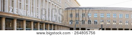 Berlin, Germany - October 21, 2018: Entrance To Former Tempelhof Airport, Called Zentralflughafen In