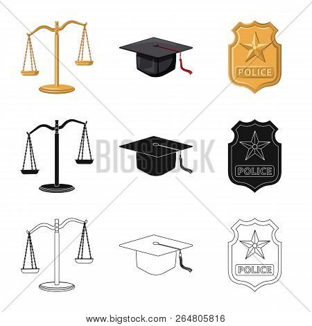 Isolated Object Of Law And Lawyer Symbol. Set Of Law And Justice Vector Icon For Stock.