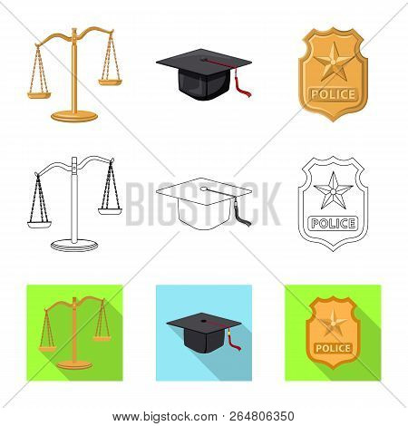 Vector Illustration Of Law And Lawyer Icon. Collection Of Law And Justice Stock Vector Illustration.