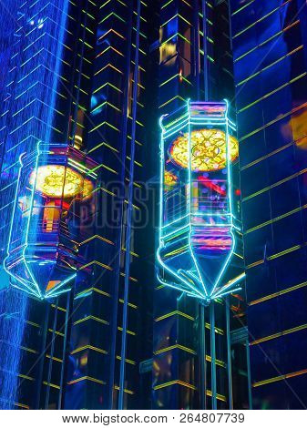 Moscow, Russia, December 2017: Moscow Shopping Center European Shopping, Design Of Center, Elevators