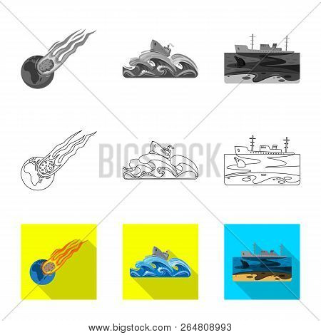 Vector Design Of Natural And Disaster Sign. Set Of Natural And Risk Vector Icon For Stock.