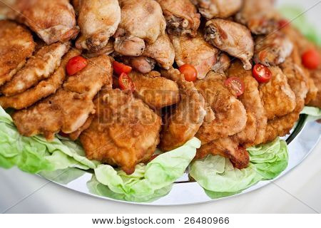 schnitzel served - delicious dinner and vegetable