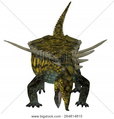 Desmatosuchus Dinosaur Front 3d Illustration - Desmatosuchus Was An Armored Herbivorous Dinosaur Tha