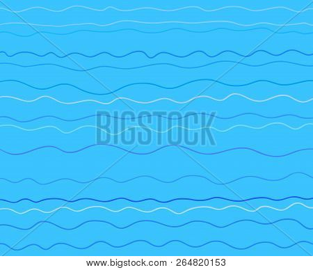 Abstract Geometric Wallpaper Of The Surface. Cute Sea Background. Cold Colors. Pattern With Lines An