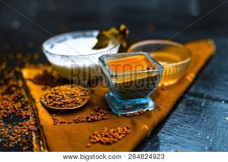 Herbal And Organic Home Remedy For Hair Fall I.e. Egg White Mixed With Curd And Fenugreek Seeeds In