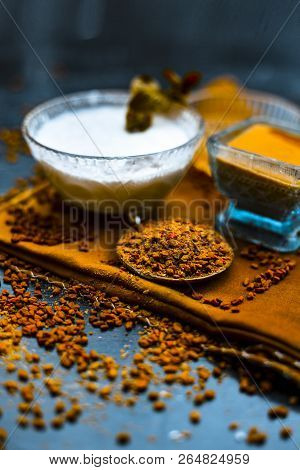 Herbal And Organic Home Remedy For Hair Fall I.e. Egg White Mixed With Curd And Fenugreek Seeeds In