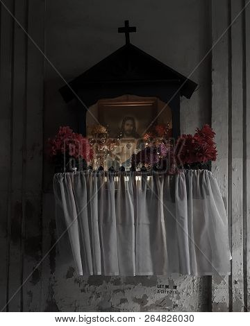 Wayside Shrine In Praga, Warsaw, Poland, Dark Moody