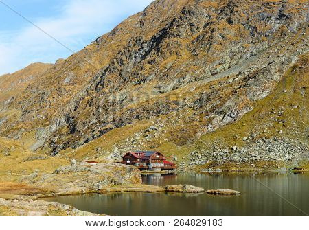 The glacier lake Balea (Balea Lac) on the Transfagarasan road in Romania