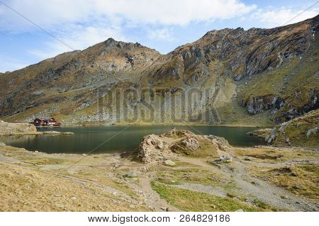 The glacier lake Balea (Balea Lac) on the Transfagarasan road in Romania