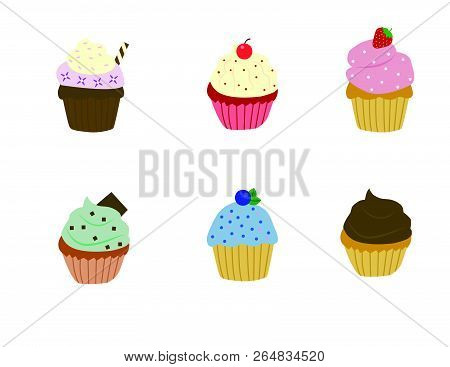 Chocolate Vanilla Red Velvet Frosted Cupcakes Vector Ai