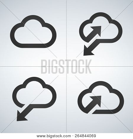 Upload To Cloud, Download From Cloud, Sunc Icon Set. Vector Illustration Isolated On Modern Backgrou