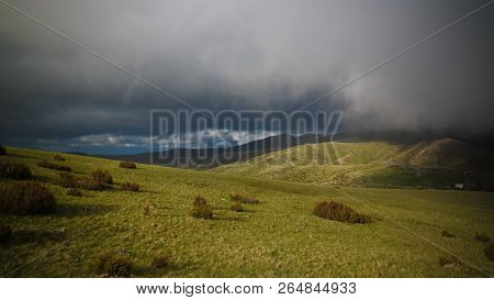 Cloudy Landscape Of Mavrovo National Park With Mountain In Fyr Macedonia