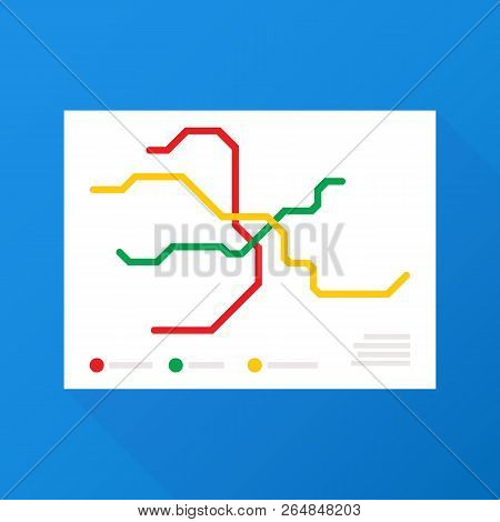 Metro Map Vector. Fictitious City Public Transport Scheme. Vector Stock Illustration.
