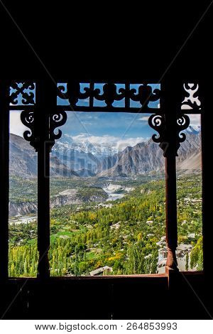 Hunza Valley In Early October, View From Baltit Fort. Gilgit-baltistan, Pakistan.