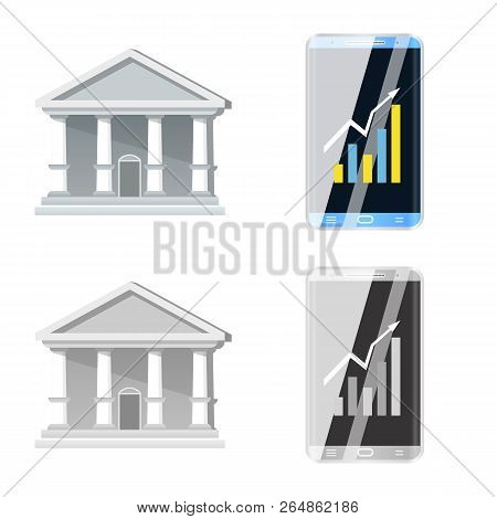 Isolated Object Of Bank And Money Symbol. Collection Of Bank And Bill Stock Vector Illustration.