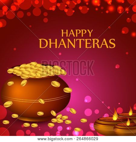 Inidan Holiday Of Happy Dhanteras During Diwali Season For Prosperity