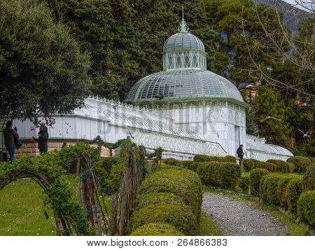 Arenzano, Italy, March, 16, 2018 -  Greenhouse In Villa Negrotto Cambiaso, Arenzano, Genoa, Italy / 