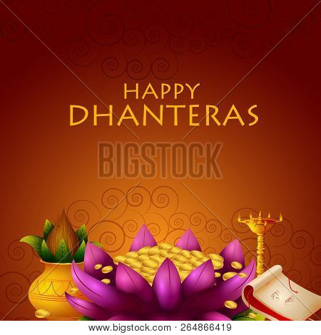 Inidan Holiday Of Happy Dhanteras During Diwali Season For Prosperity