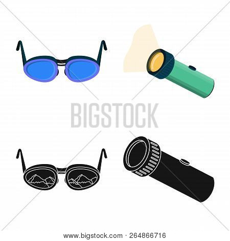 Vector Illustration Of Mountaineering And Peak Logo. Set Of Mountaineering And Camp Stock Vector Ill