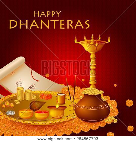 Inidan Holiday Of Happy Dhanteras During Diwali Season For Prosperity