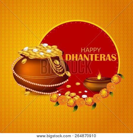 Inidan Holiday Of Happy Dhanteras During Diwali Season For Prosperity