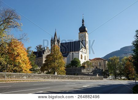 View Of The Old Town On A Sunny Autumn Day. Waidhofen An Der Ybbs, Lower Austria, Europe.
