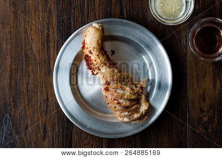 Turkish Food Rice Stuffed Tripe Sirdan Dolma / Shirdan From Adana Offal Food. Traditional Dish.
