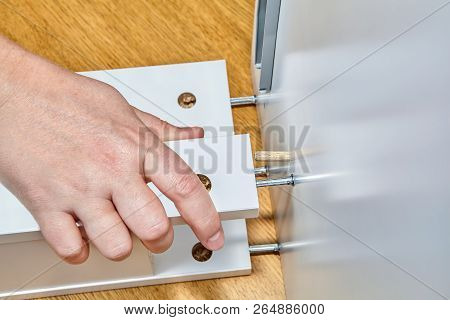 Assembly Of Furniture, Butt Joint Connection For Chipboard, Two Pieces Of Wood Butted Together With 