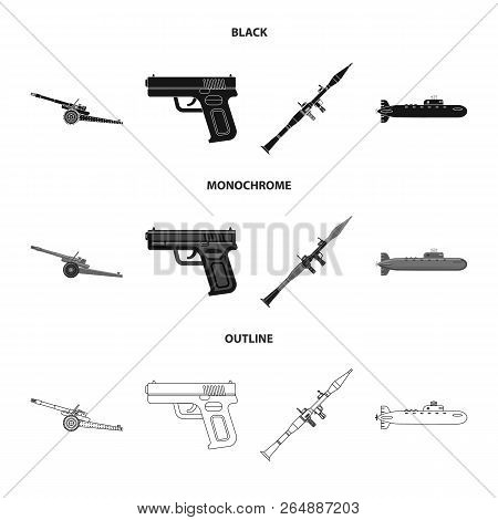 Vector Design Of Weapon And Gun Icon. Set Of Weapon And Army Stock Vector Illustration.