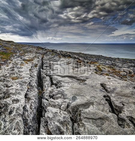 Atlantic Coastline, County Clare. The Burren Near West Derreen, West Eire