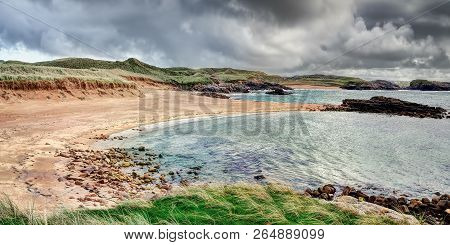 Caramel Color Beach On Cruit Island. Midday Light