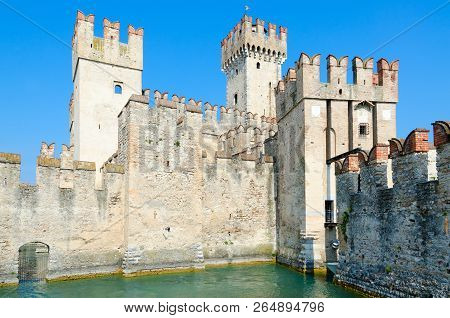 Castle Of Scaligers (built In Second Half Of 12th - Early 13th Century) On Shore Of Lake Garda In Re