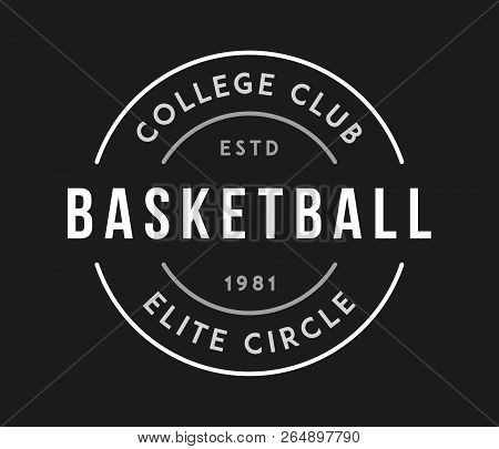 Basketball College Club Circle Hite On Black Is A Vector Illustration About Sport
