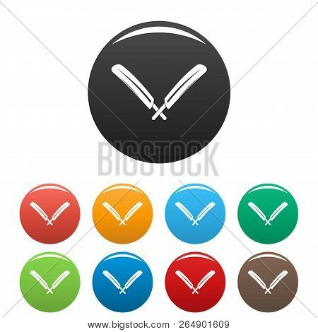 Crossed Cricket Bats Icons Set 9 Color Vector Isolated On White For Any Design