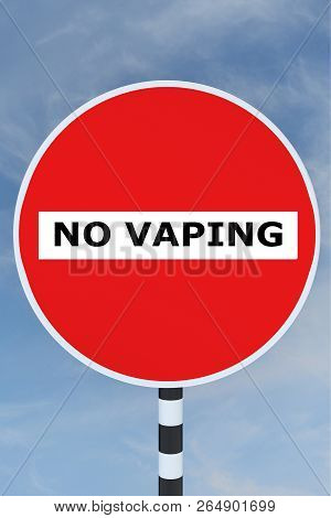 3d Illustration Of No Vaping Title On No Entry Road Sign. Health Concept.