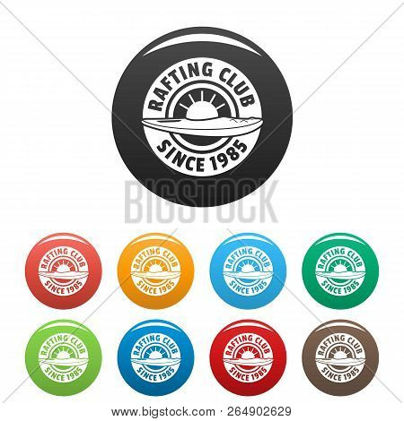 Rafting Club Icons Set 9 Color Vector Isolated On White For Any Design
