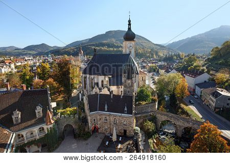 Aerial View Of The Historical Town Centre. Waidhofen An Der Ybbs, Lower Austria, Europe.