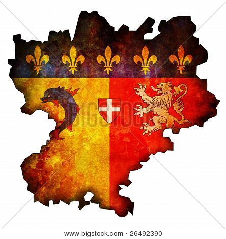 Carte avec le drapeau du Rhone Alpes